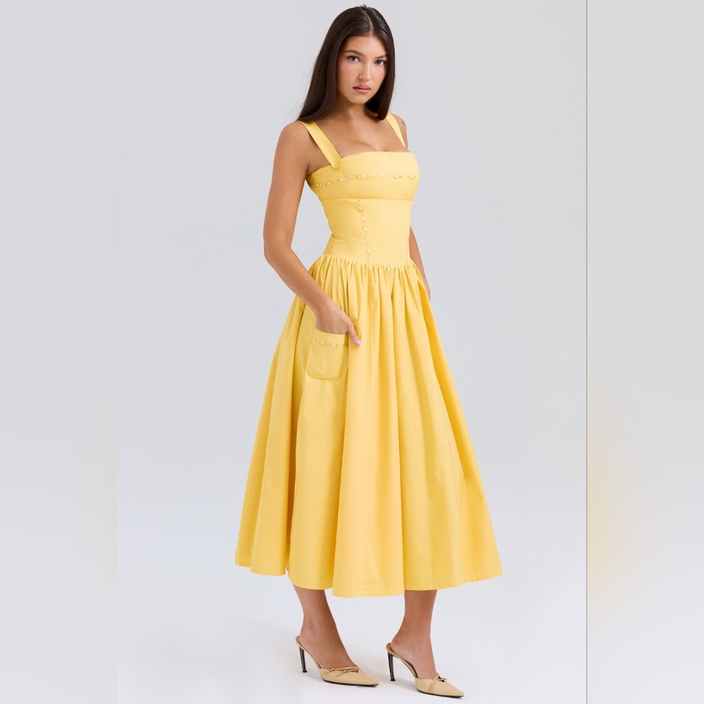 House of CB Yellow Strapless Midi Dress - Picture 3 of 5